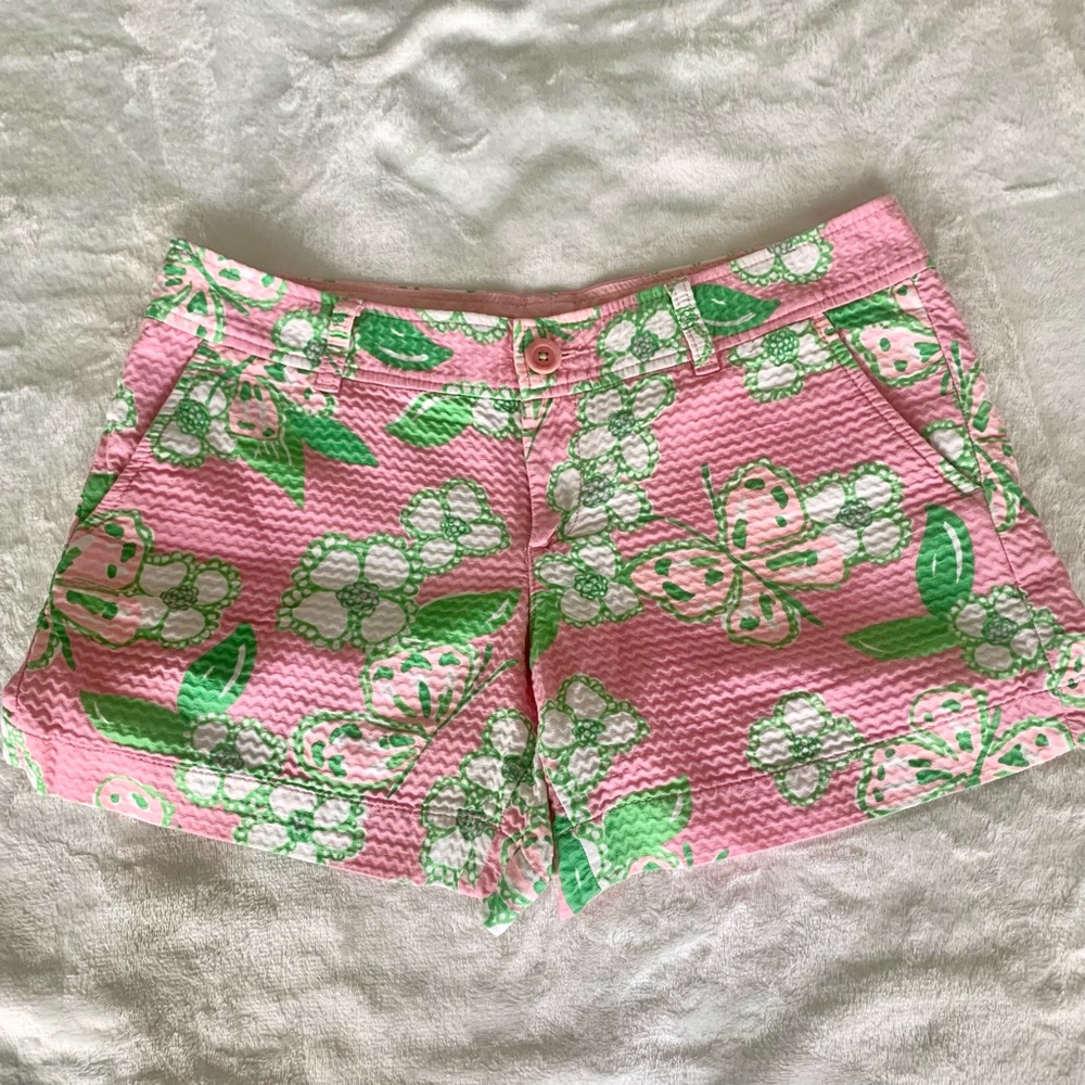 Lily Pulitzer Callahan Shorts-Size 8-Pink Butterflies and Flowers